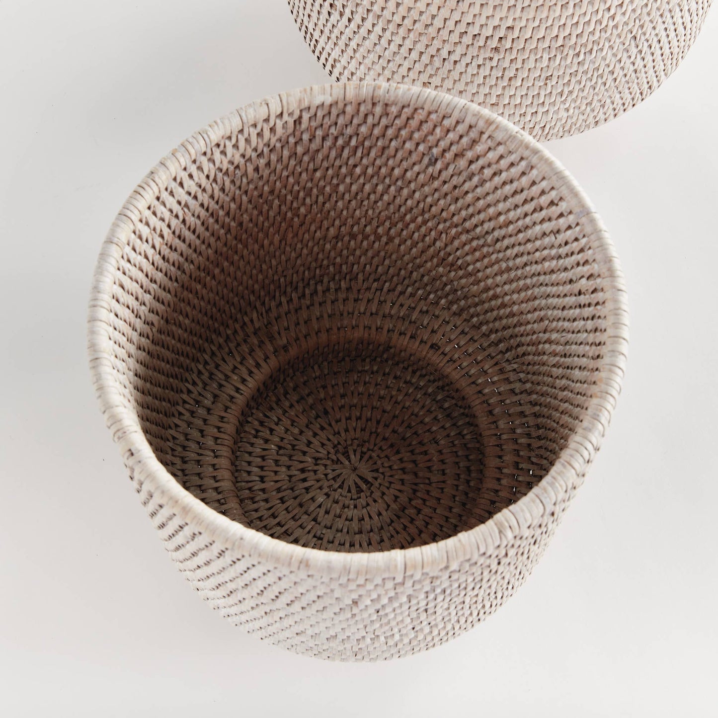 Burma Rattan Cachepots Large, White Napa Home & Garden