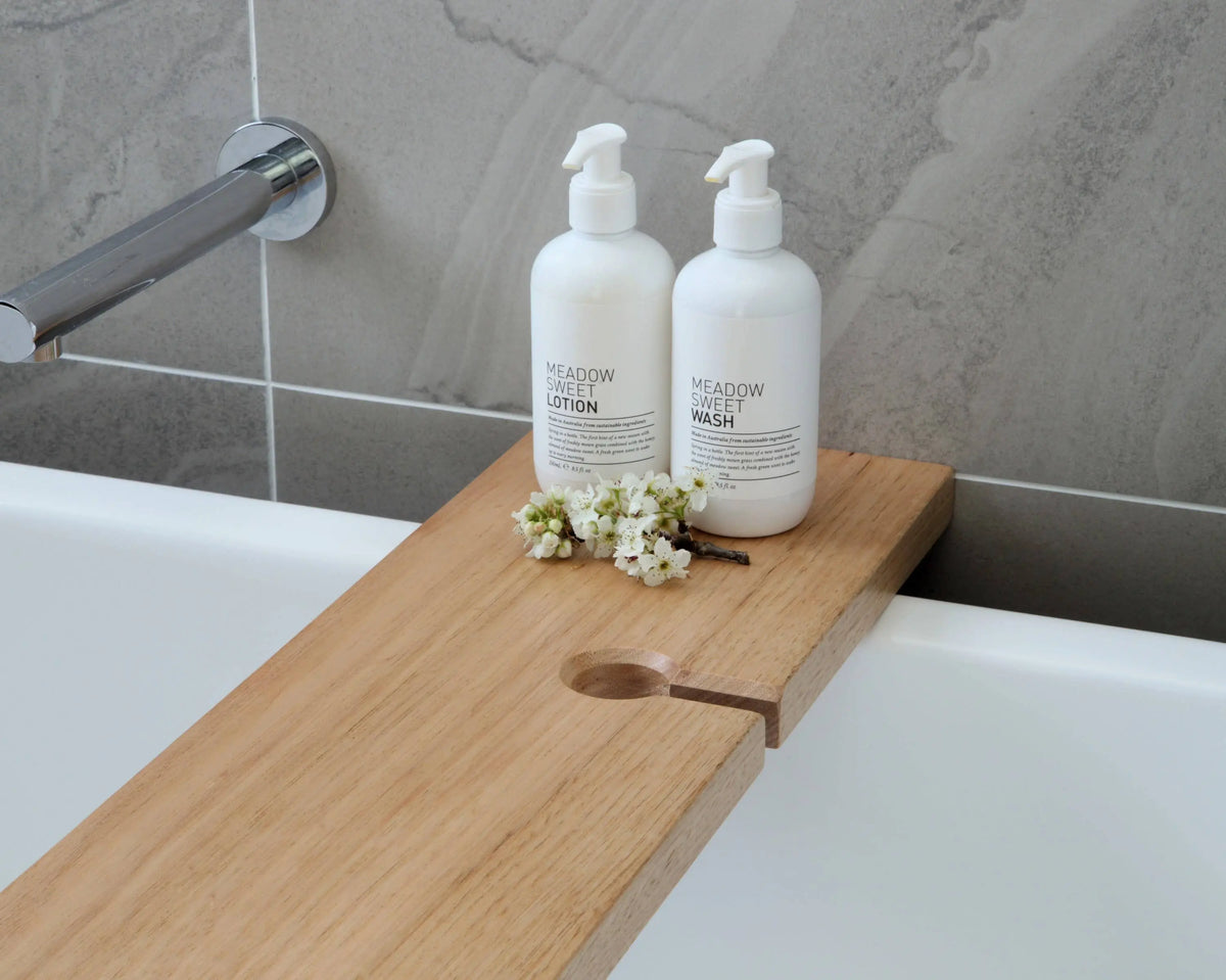 Bath Caddy Medium with wine glass holder Home Crush