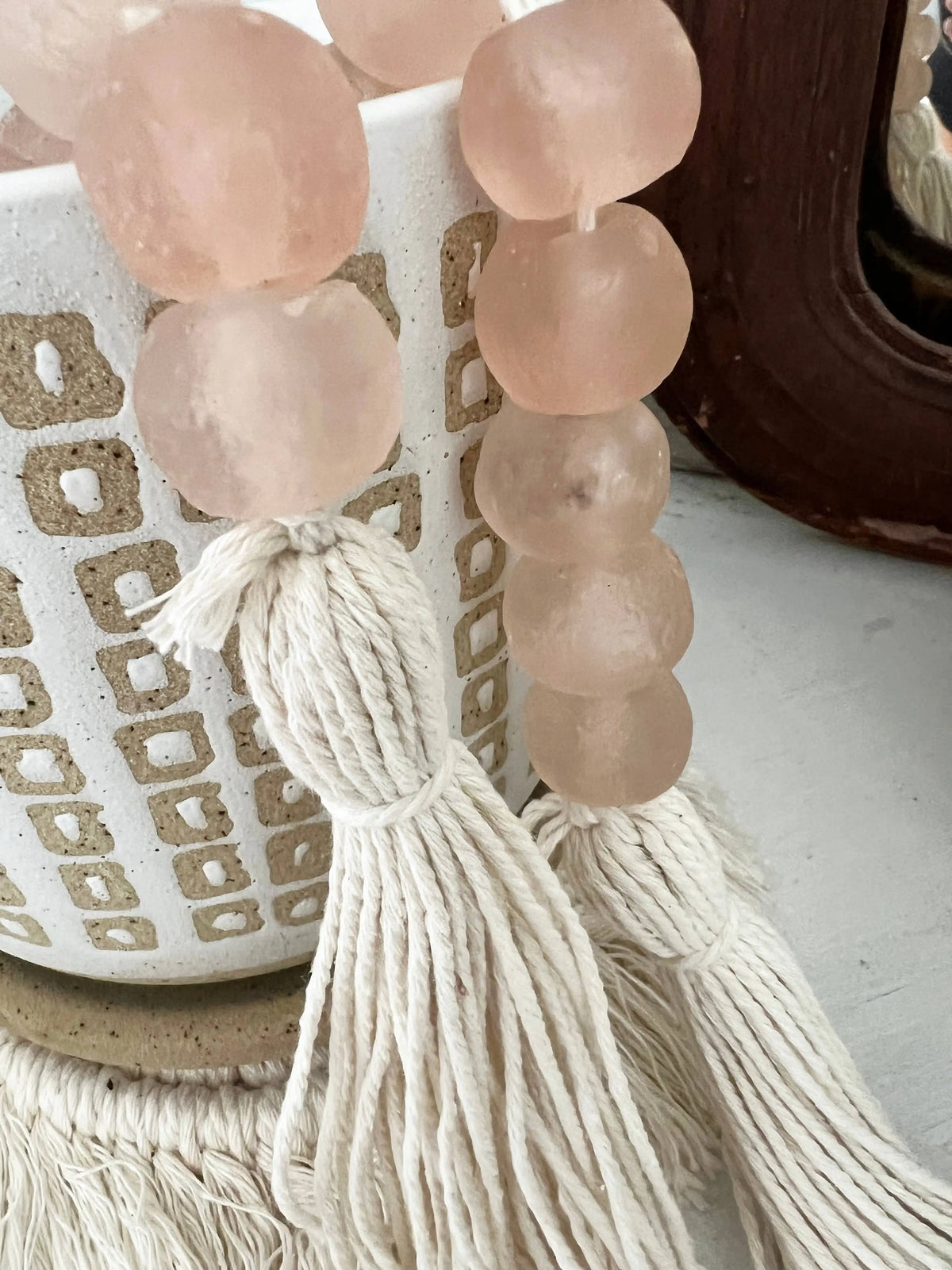 Glass Garland Blush Pink Sea Glass Coastal Home Simply Styled Art