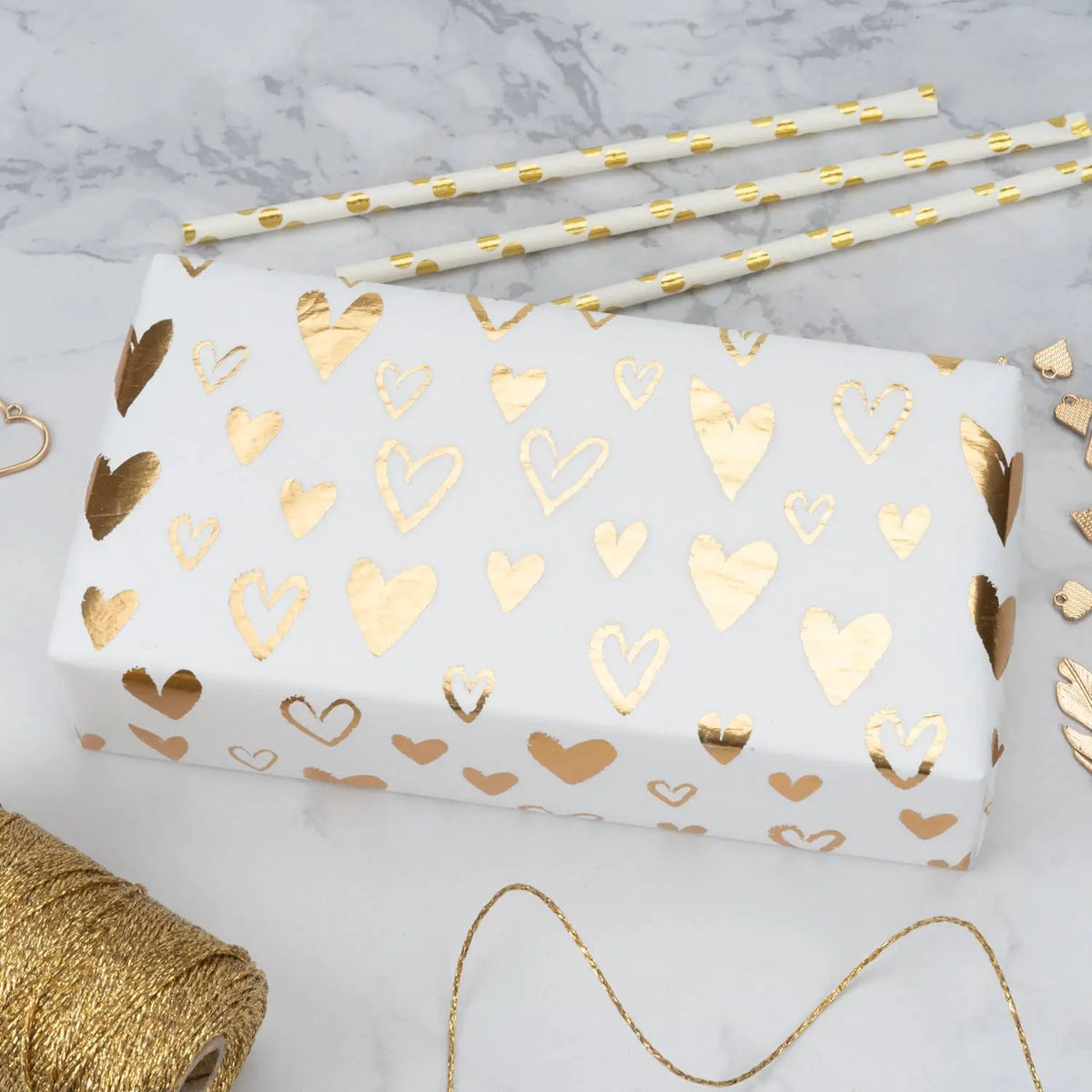 Loving Heart Gold Tissue Paper 20" x 30" - 24 sheets Wrapaholic Gifts & Packing Company