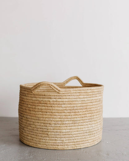 Round Laundry Basket, palm leaf - low Will & Atlas