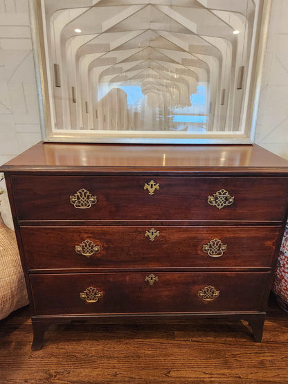 Antique Mahogany Drop Front Secretaire Chest of drawers with brass hardware