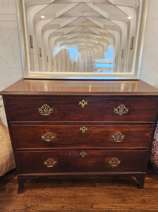 Antique Mahogany Drop Front Secretaire Chest of drawers with brass hardware