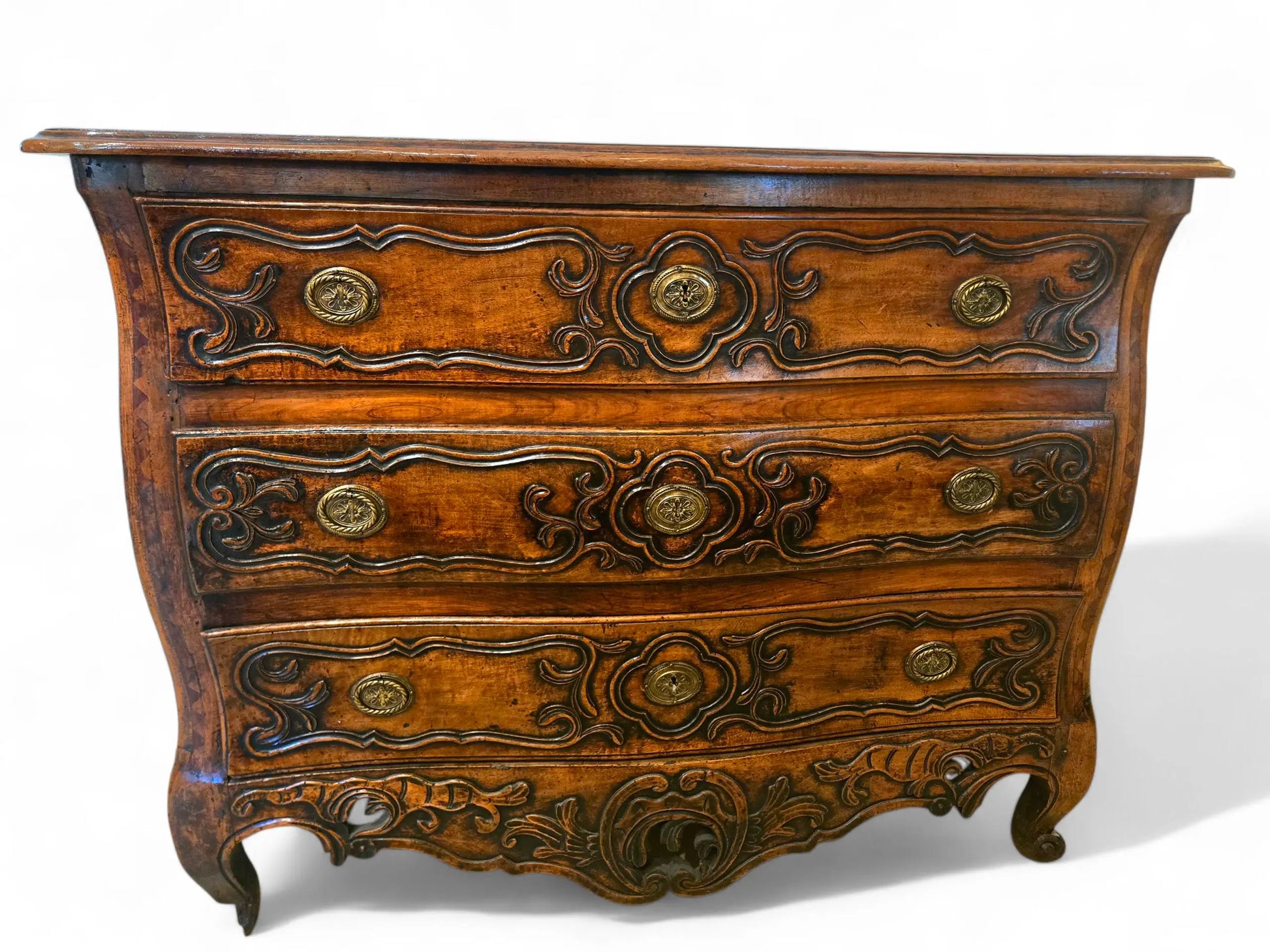 Antique French provincial 3 drawer chest in fruitwood 19th C. Home Crush