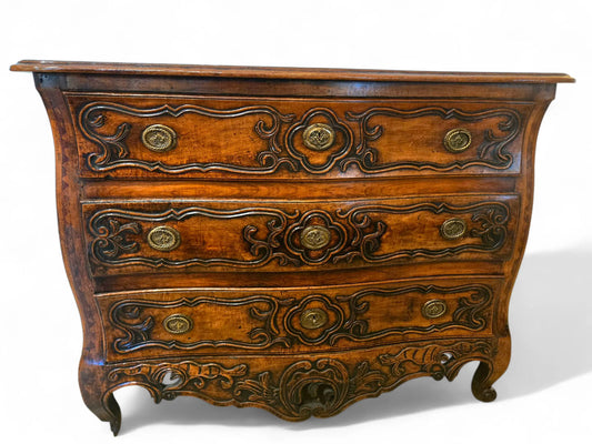 Antique French provincial 3 drawer chest in fruitwood 19th C. Home Crush