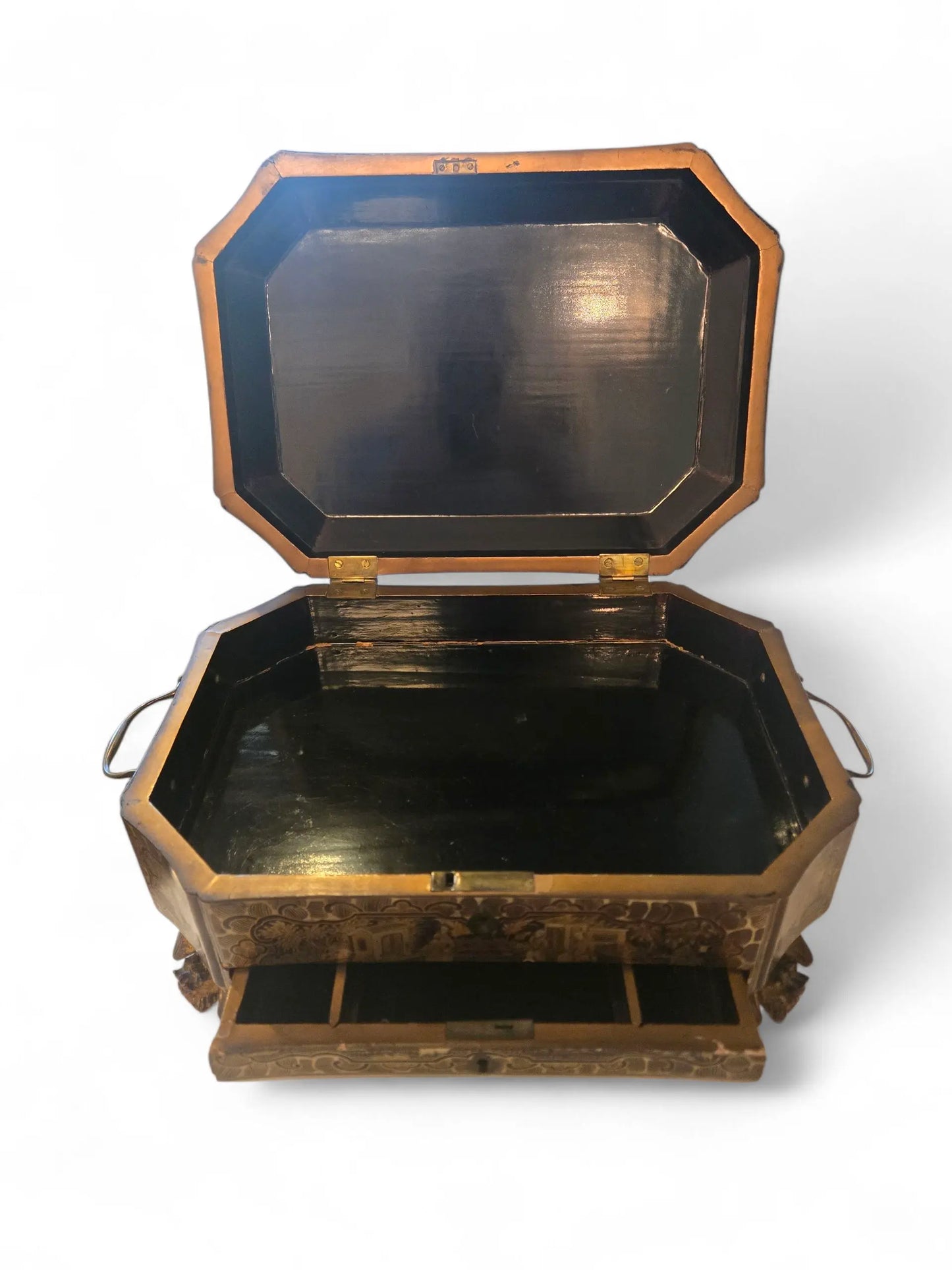 Antique lacquer sewing box 19th C Home Crush