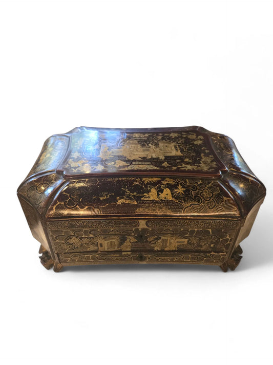 Antique lacquer sewing box 19th C Home Crush