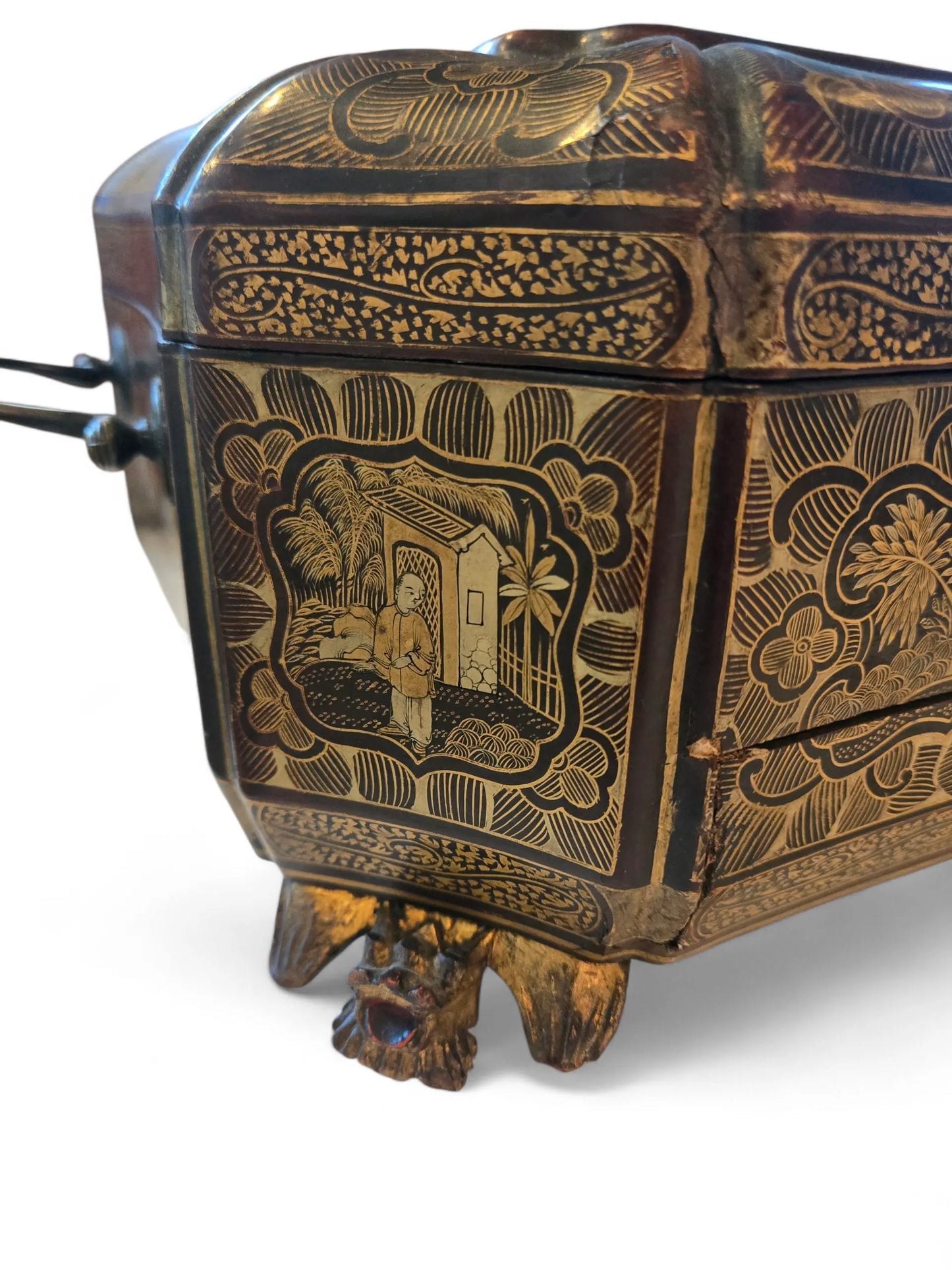 Antique lacquer sewing box 19th C Home Crush