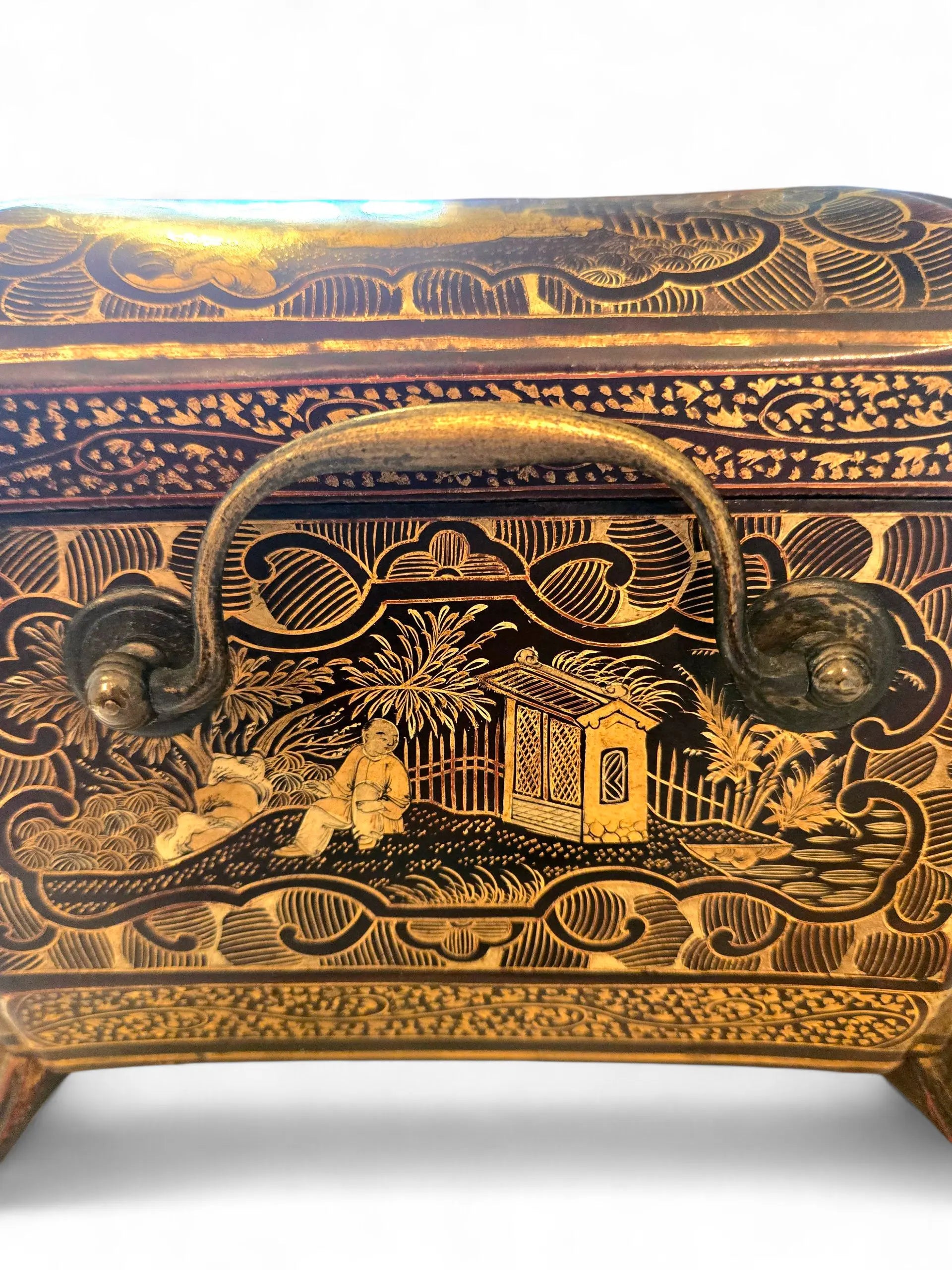 Antique lacquer sewing box 19th C Home Crush