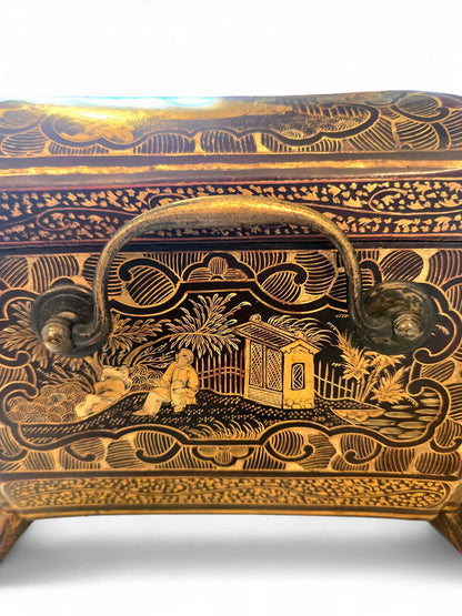 Antique lacquer sewing box 19th C Home Crush