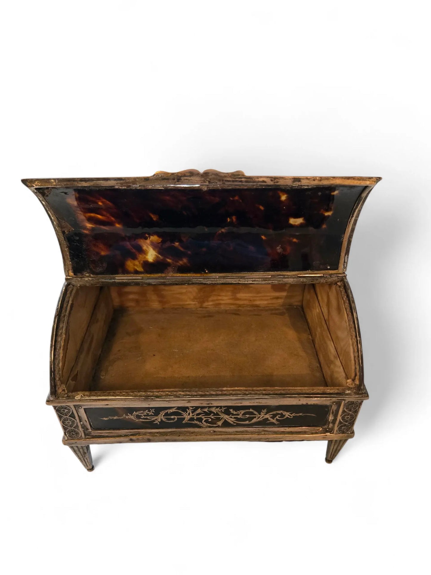 19th C. English tortoise and silver inlay jewelry case Home Crush