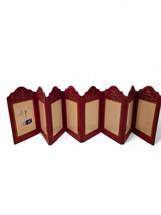 19th C. Miniature leather tooled folding frame Home Crush