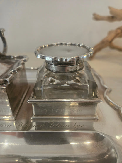 Antique Sterling silver and crystal inkwell Home Crush