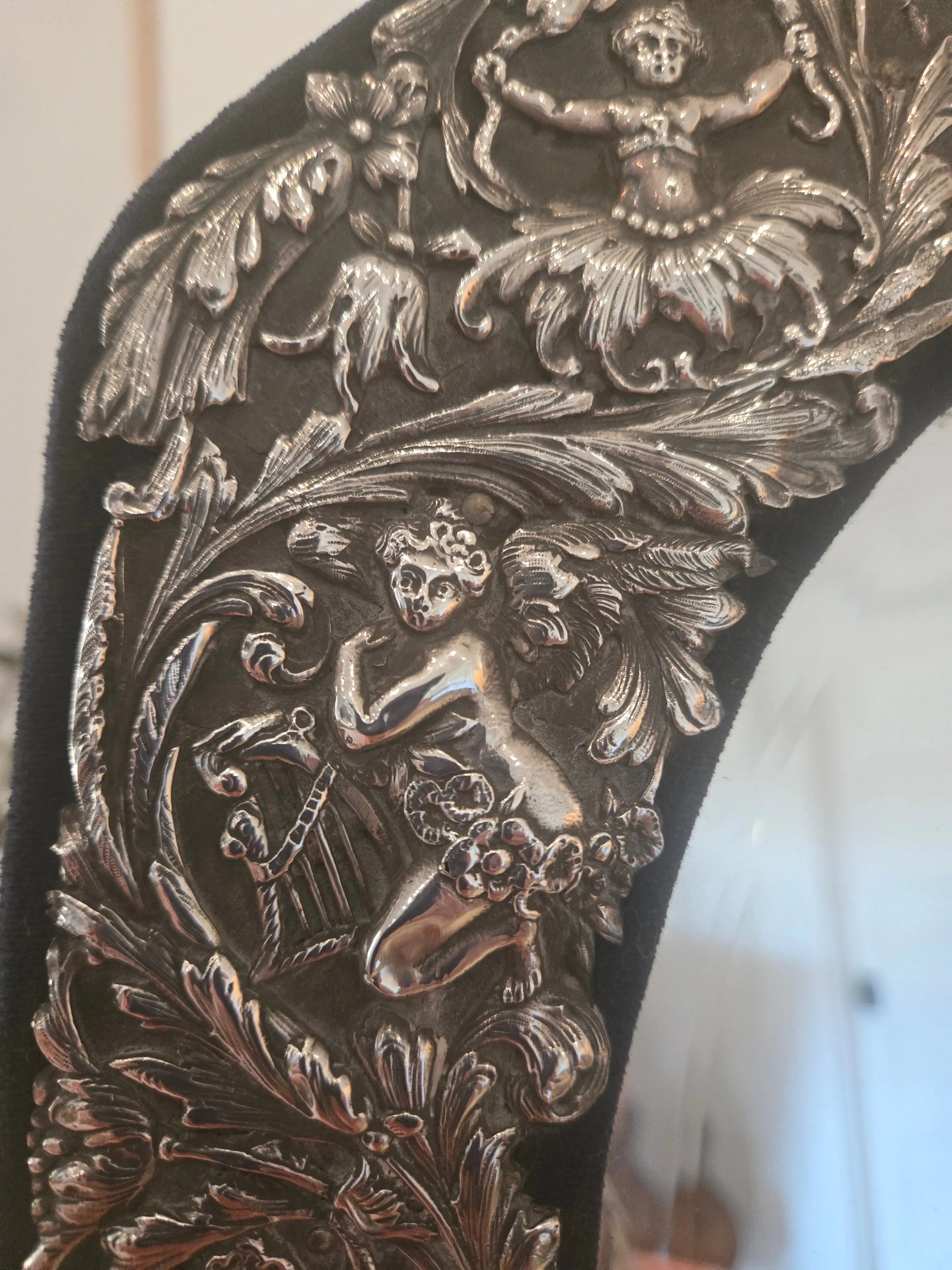 Antique repousse silver large dressing mirror Home Crush