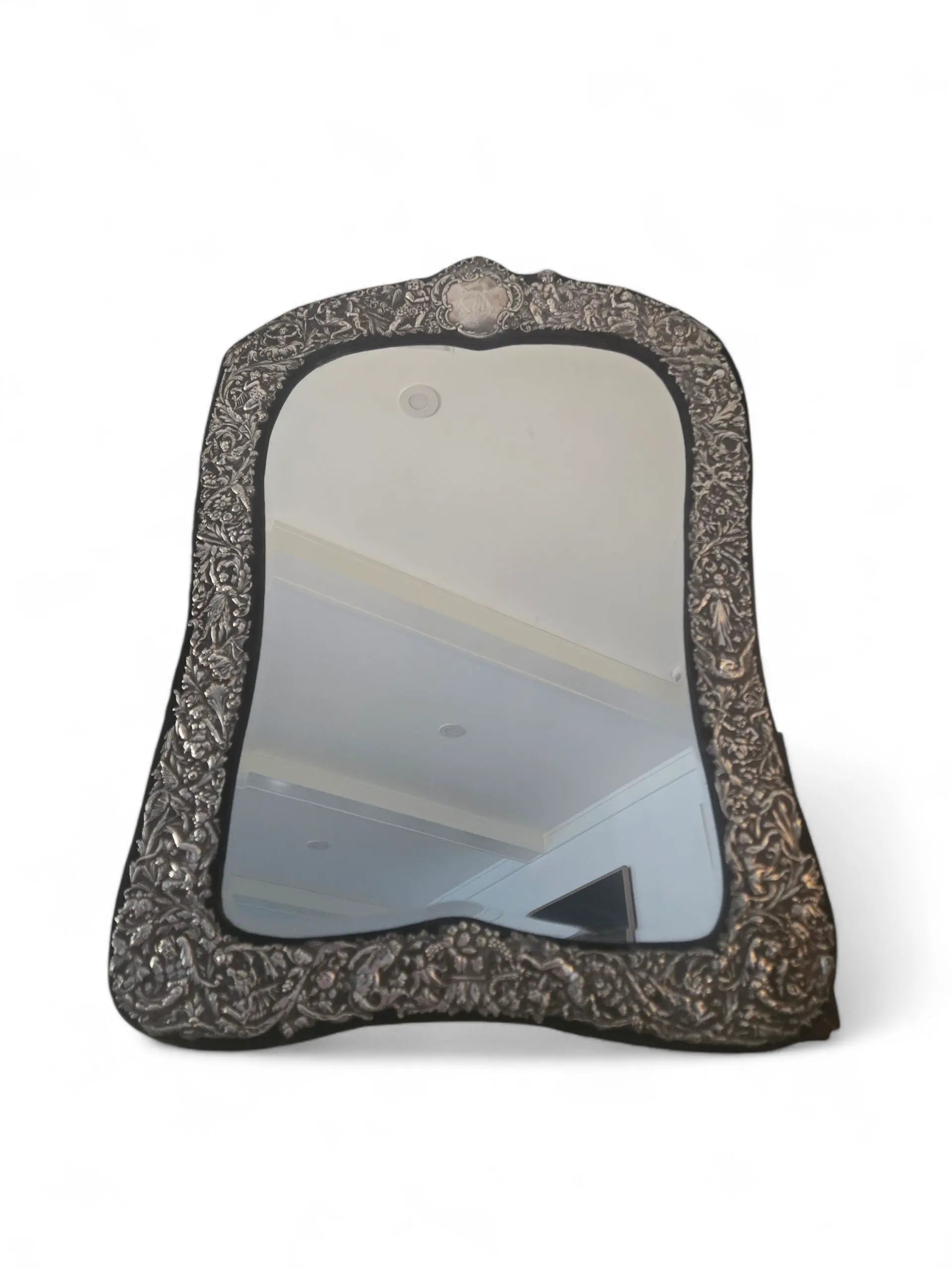 Antique repousse silver large dressing mirror Home Crush