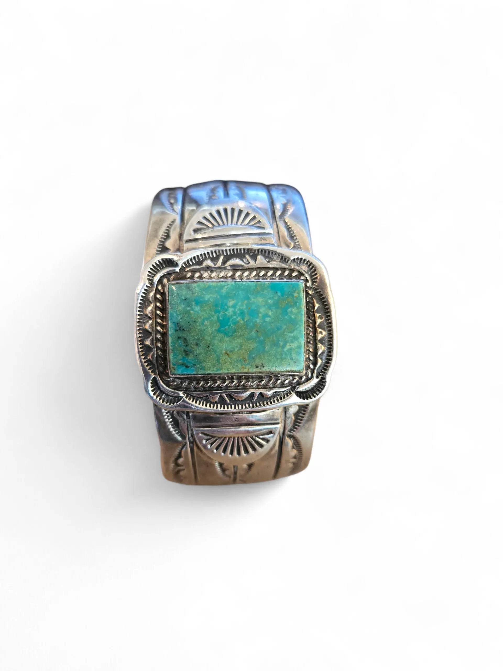 Vintage Navajo Sterling Silver and Turquoise Cuff Bracelet (Old Pawn) Home Crush