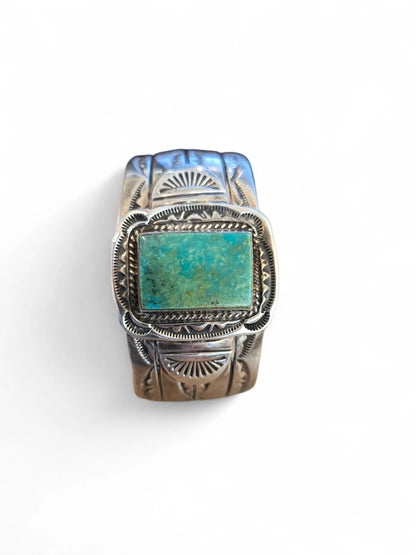 Vintage Navajo Sterling Silver and Turquoise Cuff Bracelet (Old Pawn) Home Crush