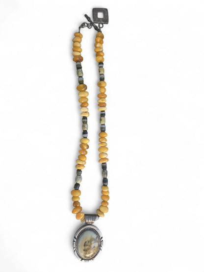 Sterling Silver and Yellow Jasper Pendant Necklace Home Crush