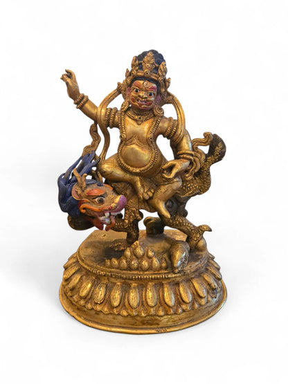 Antique Gilt Bronze Tibetan Hayagriva on Dragon Home Crush