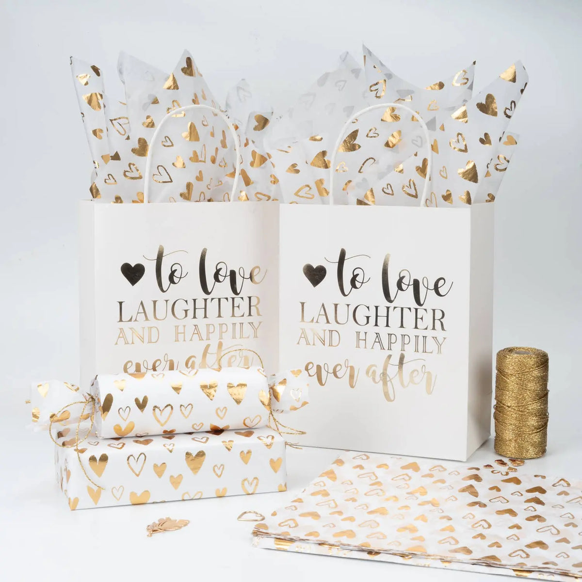 Loving Heart Gold Tissue Paper 20" x 30" - 24 sheets Wrapaholic Gifts & Packing Company