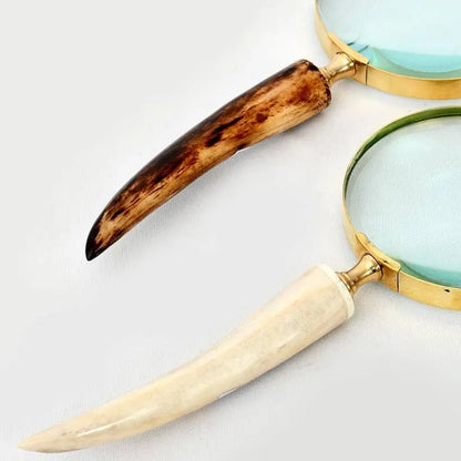 White&Brown Authentic Horn Handle Magnifying Glass India Handicrafts Inc
