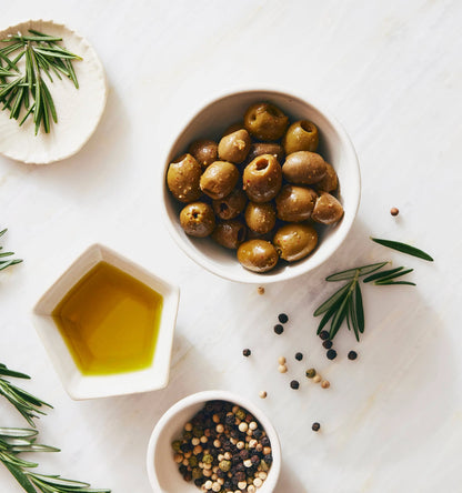 Coriander and Pink Pepper Green Olives Kosterina