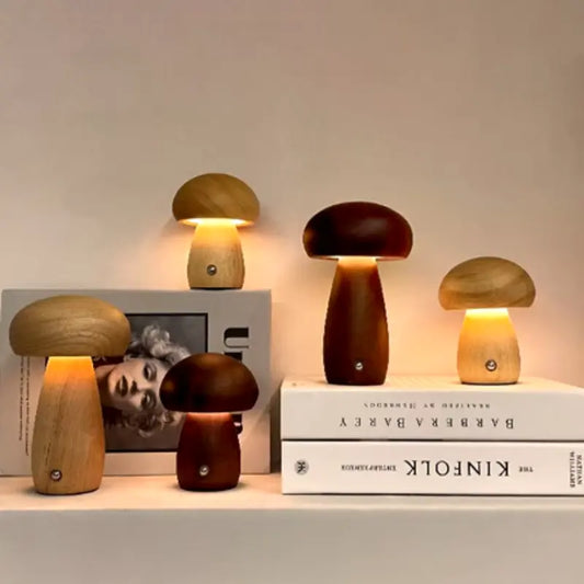 Wooden Mushroom Lamps | Touch Control Lamp | Rechargeable Kiyo Home
