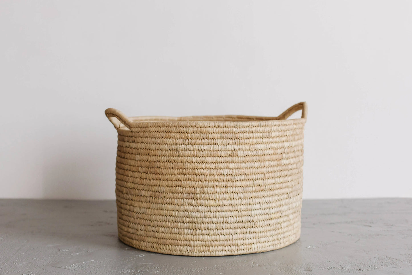 Round Laundry Basket, palm leaf - low Will & Atlas