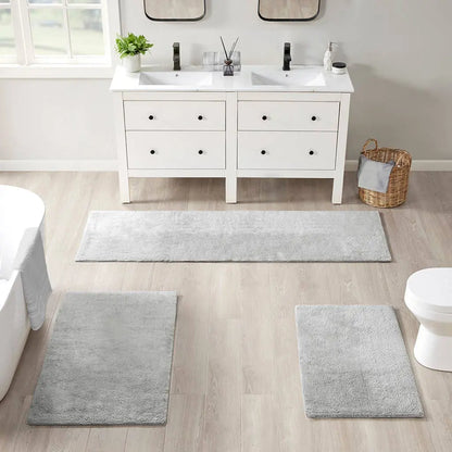 Luxury Feather Touch Reversible Bath Rug, Grey Olliix