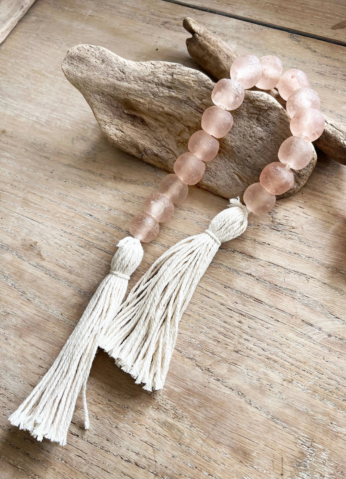Glass Garland Blush Pink Sea Glass Coastal Home Simply Styled Art