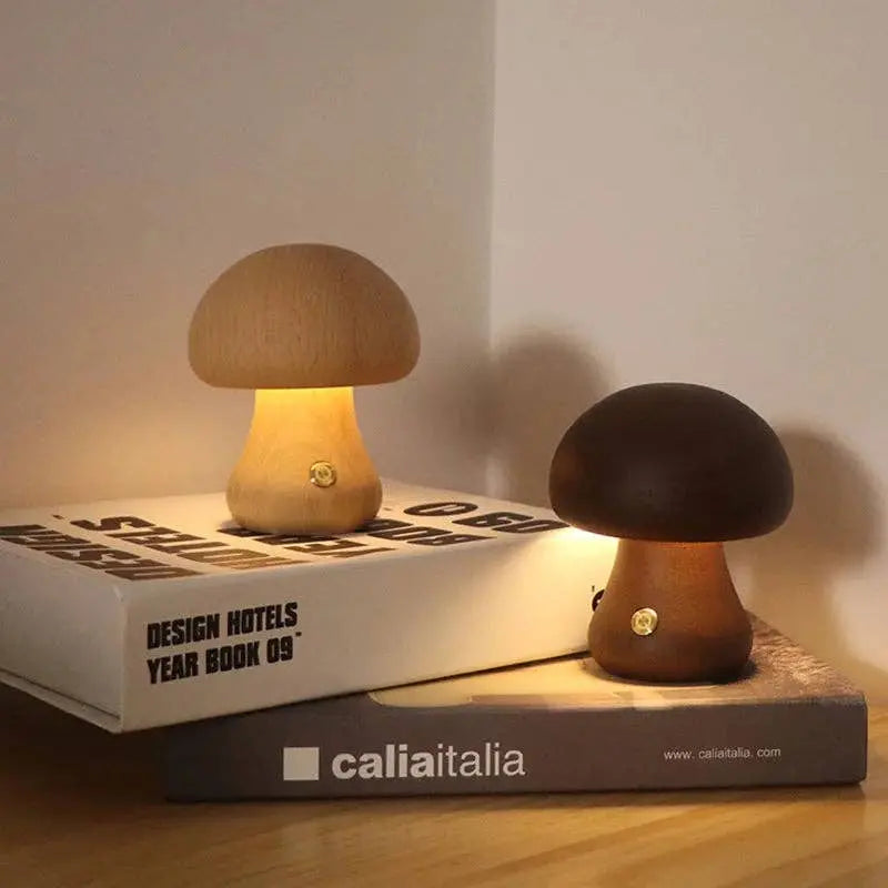 Wooden Mushroom Lamps | Touch Control Lamp | Rechargeable Kiyo Home