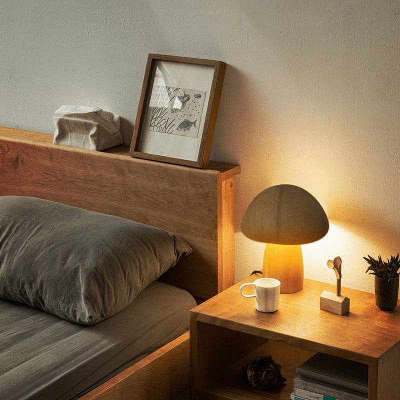 Wooden Mushroom Lamp BRECK + FOX