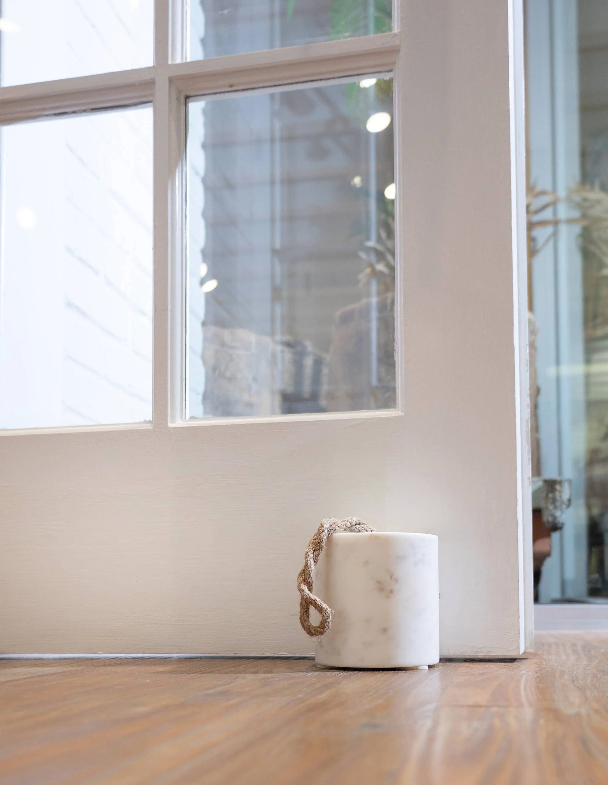 White Marble Door Stopper w/ Jute: MARBLE / White BIDKhome