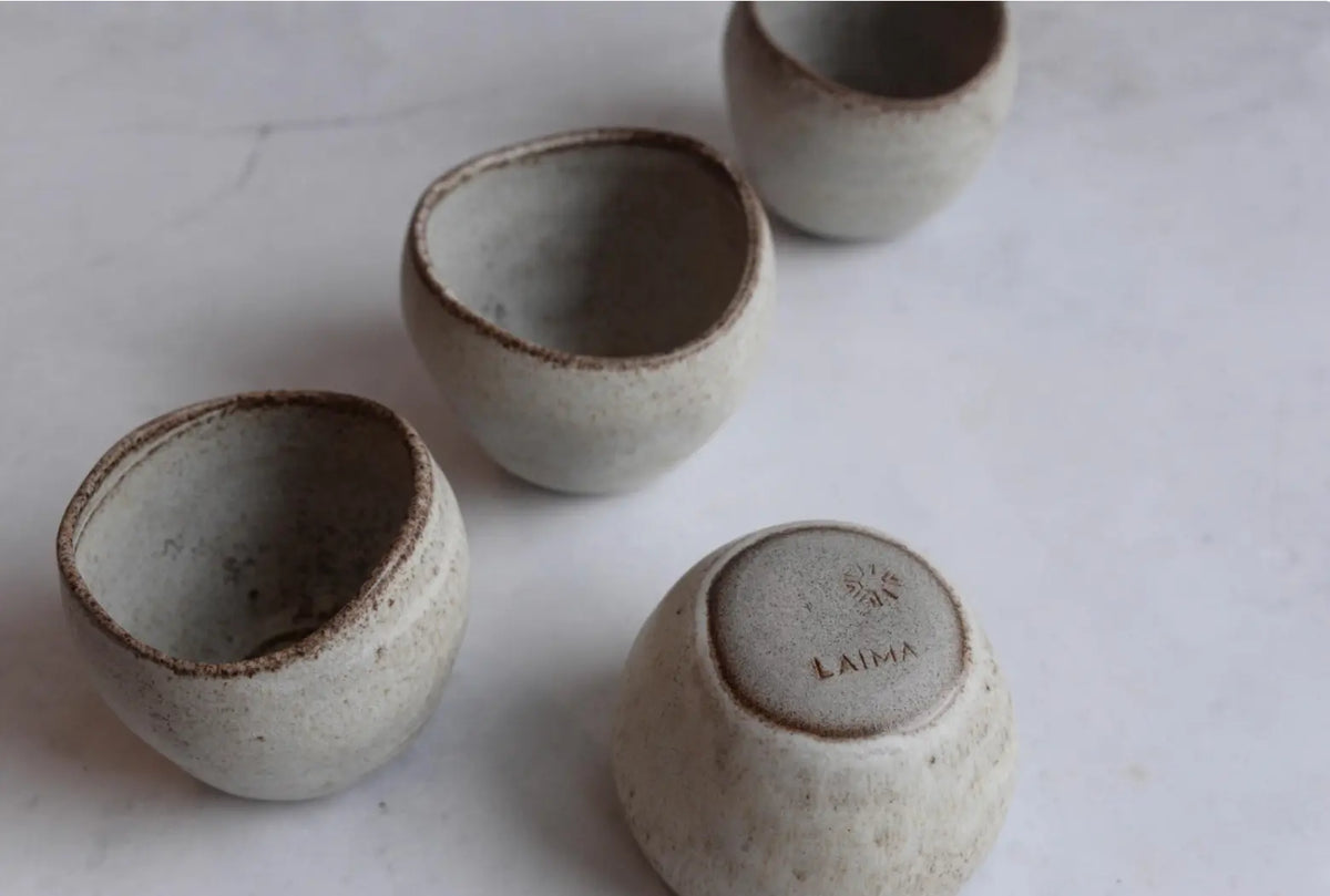 Earthling Collection SHELL cups — wheel thrown stoneware LAIMA CERAMICS (SIA Radosa Apvieniba Spares)