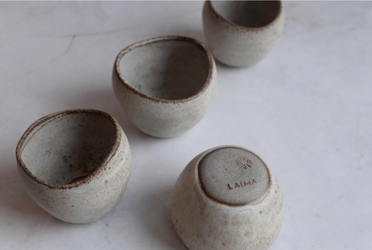 Earthling Collection SHELL cups — wheel thrown stoneware LAIMA CERAMICS (SIA Radosa Apvieniba Spares)