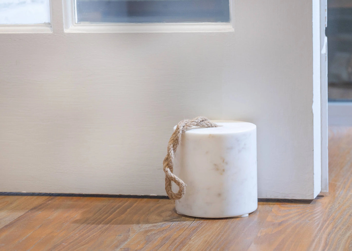 White Marble Door Stopper w/ Jute: MARBLE / White BIDKhome