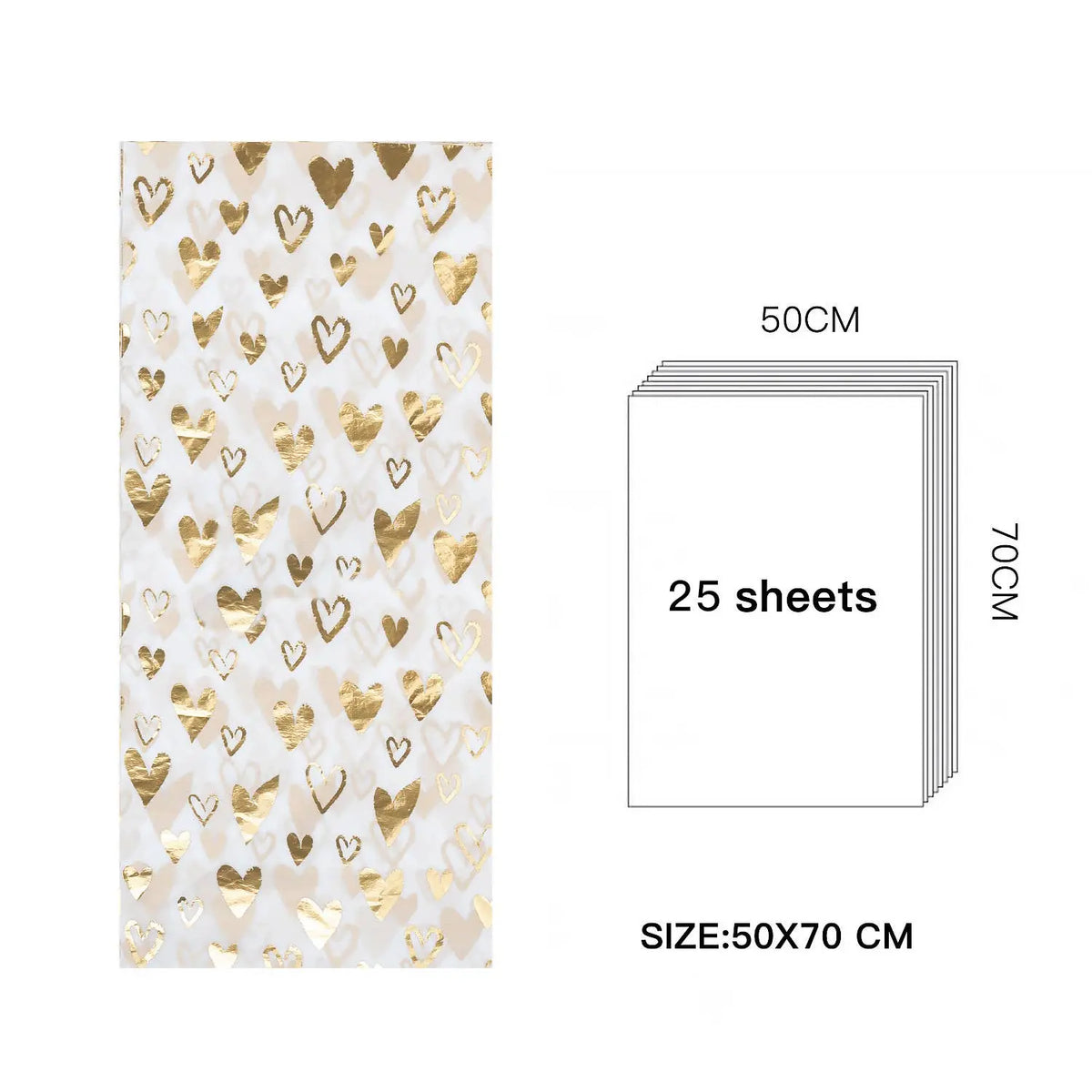 Loving Heart Gold Tissue Paper 20" x 30" - 24 sheets Wrapaholic Gifts & Packing Company