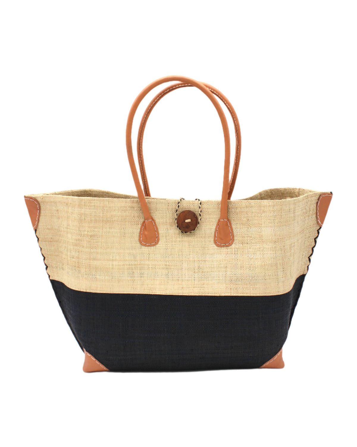 Monterey Two Tone Medium Raffia Straw Tote Bag
