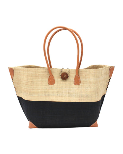 Monterey Two Tone Medium Raffia Straw Tote Bag