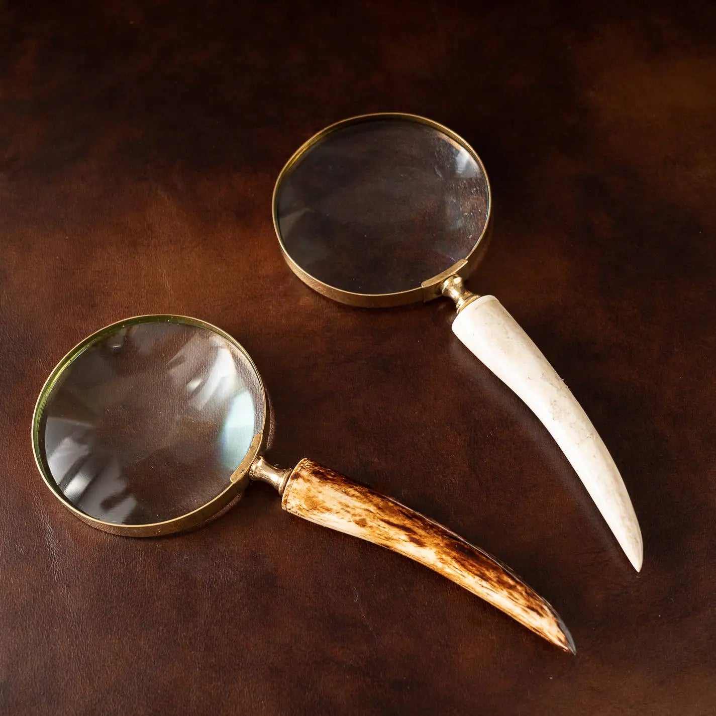 White&Brown Authentic Horn Handle Magnifying Glass India Handicrafts Inc
