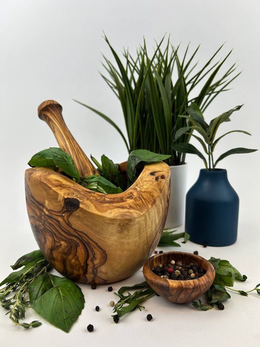 Free Form Olive Wood Mortar & Pestle Natural OliveWood