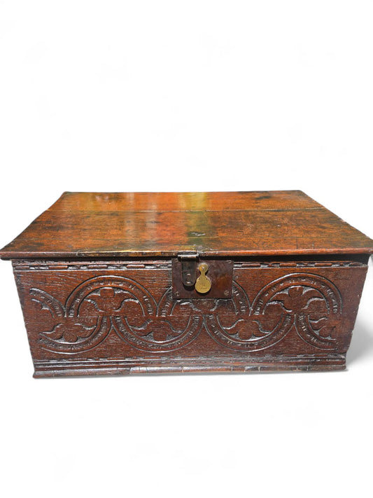 Antique English oak document box 19th C. HC