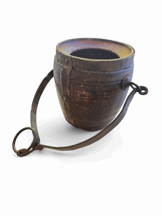 Vintagewood and iron Indian milk Jug Home Crush