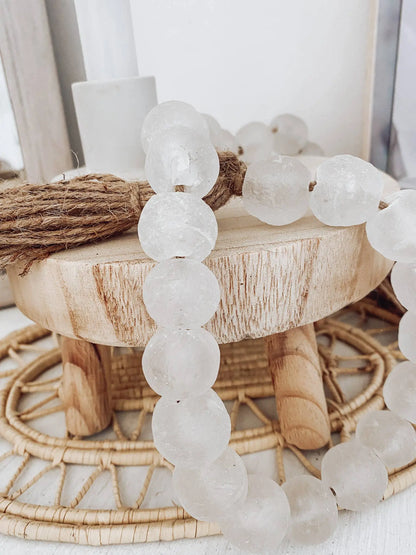 Glass Garland White Clear Sea Glass Simply Styled Art