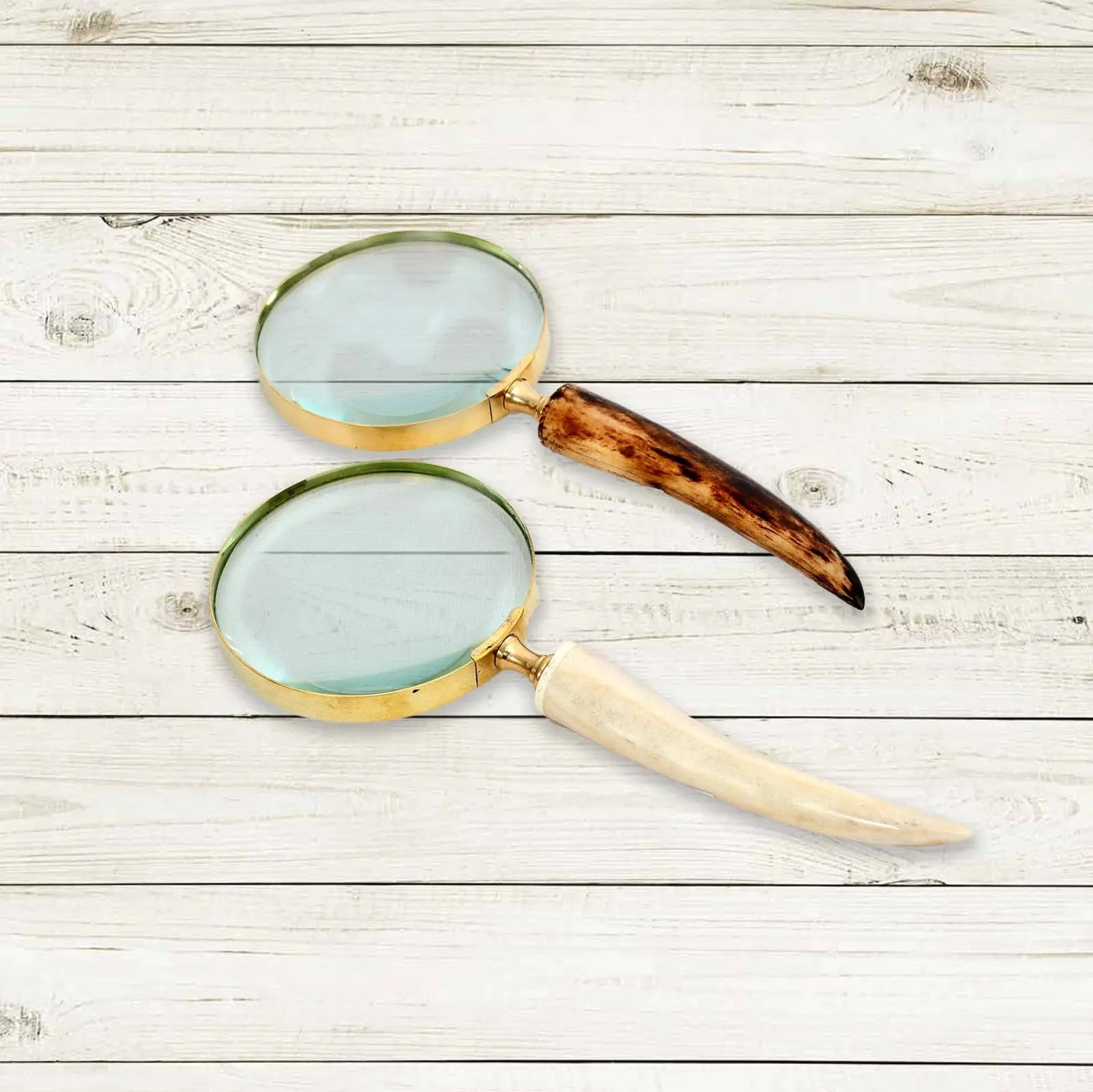 White&Brown Authentic Horn Handle Magnifying Glass India Handicrafts Inc