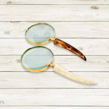 White&Brown Authentic Horn Handle Magnifying Glass India Handicrafts Inc