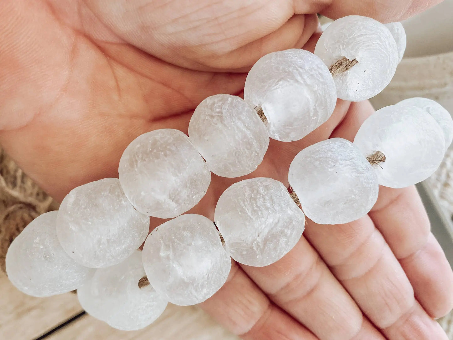Glass Garland White Clear Sea Glass Simply Styled Art