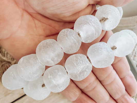 Glass Garland White Clear Sea Glass Simply Styled Art