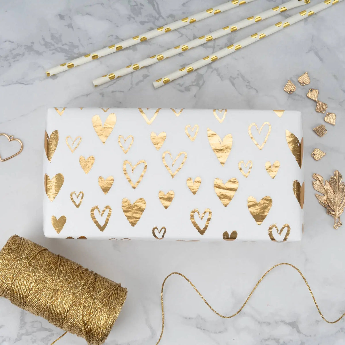 Loving Heart Gold Tissue Paper 20" x 30" - 24 sheets Wrapaholic Gifts & Packing Company