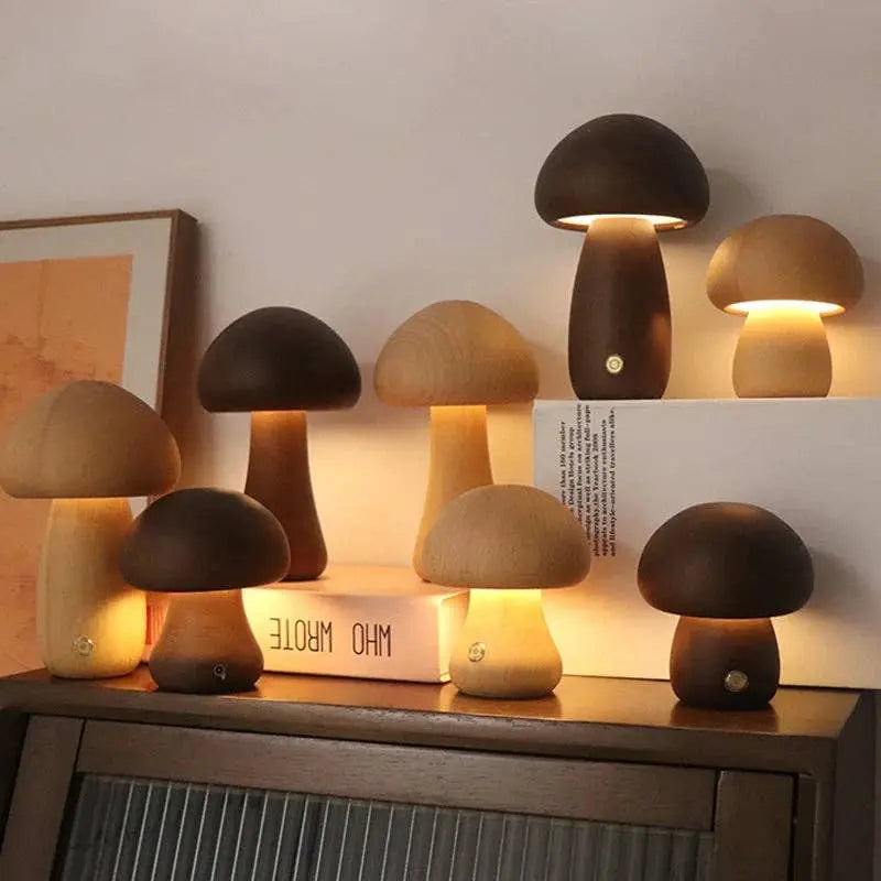 Wooden Mushroom Lamp BRECK + FOX